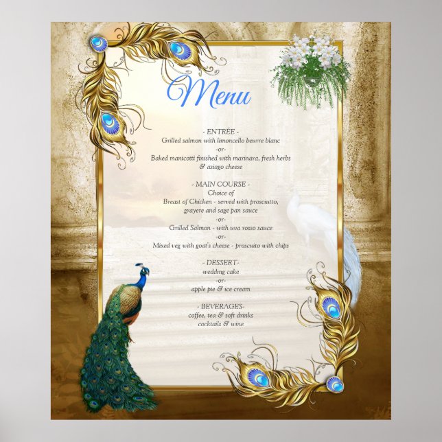 Golden Royal Peacock Temple Dreams Poster (Front)