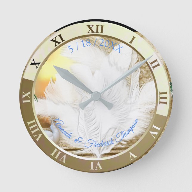 Golden Royal Peacock Temple Dreams Round Clock (Front)