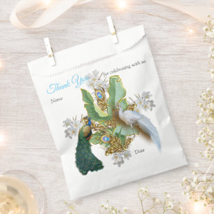 Golden Royal Peacock Temple Wedding Dreams Favour Bag