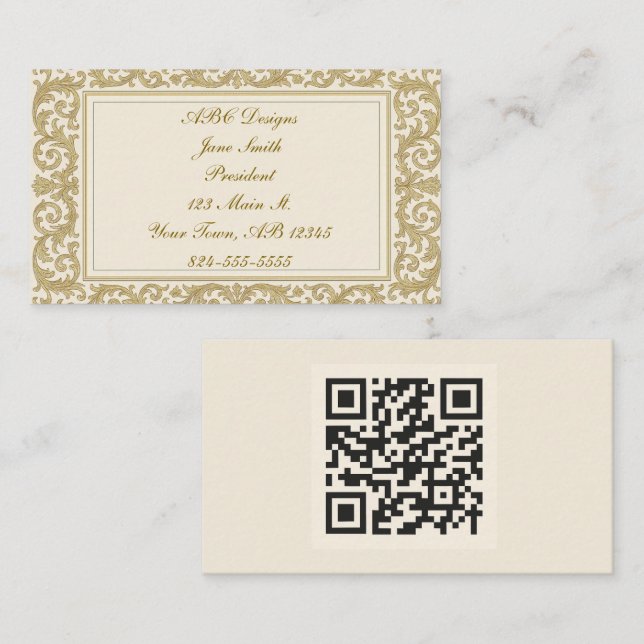 Golden Royal Scrolls Business Card (Front/Back)