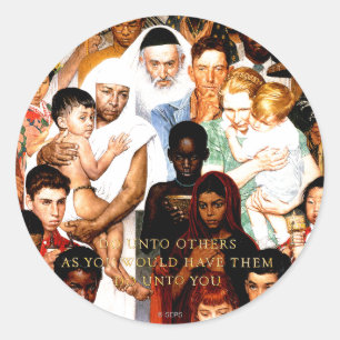 Golden Rule (Do unto others) by Norman Rockwell Classic Round Sticker