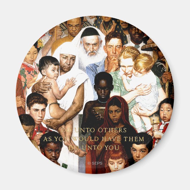 Golden Rule (Do unto others) by Norman Rockwell Magnet (Front)