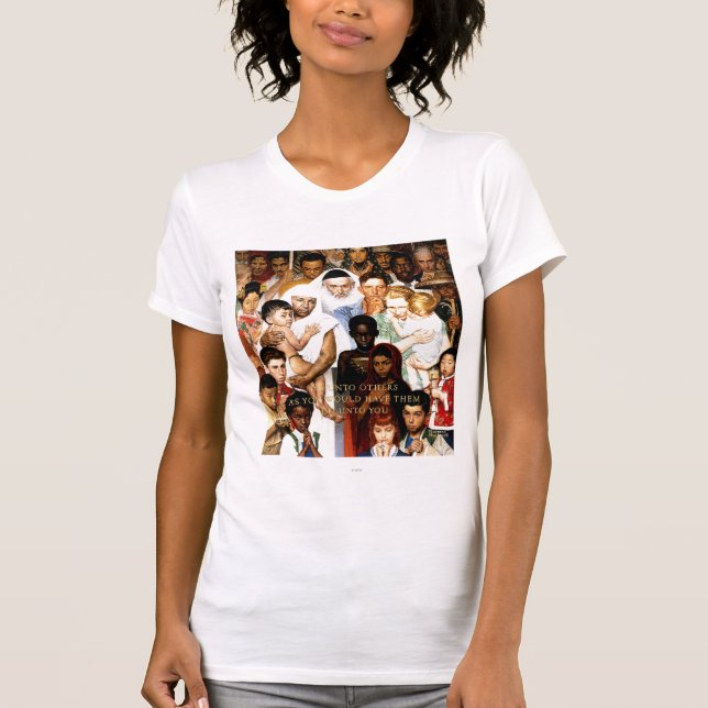 Golden Rule (Do unto others) by Norman Rockwell T-Shirt (Front)