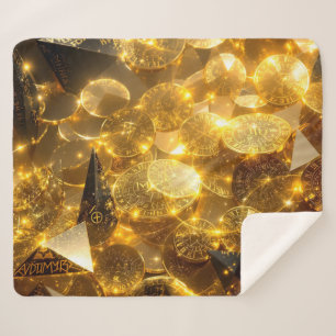 Golden Rune Coins Sherpa Blanket