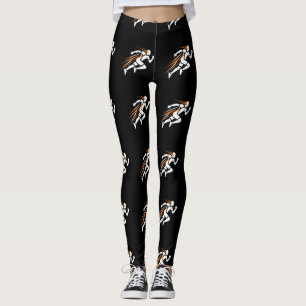 Golden Runner Logo Elegant Sports Motion Design Leggings