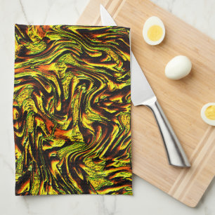 Golden rustic texture with dark strokes and orange tea towel