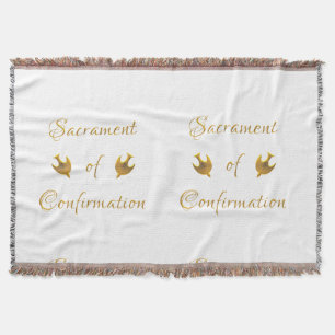 Golden Sacrament of Confirmation and Holy Spirit Throw Blanket