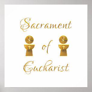 Golden Sacrament of Eucharist Host and Chalice Poster