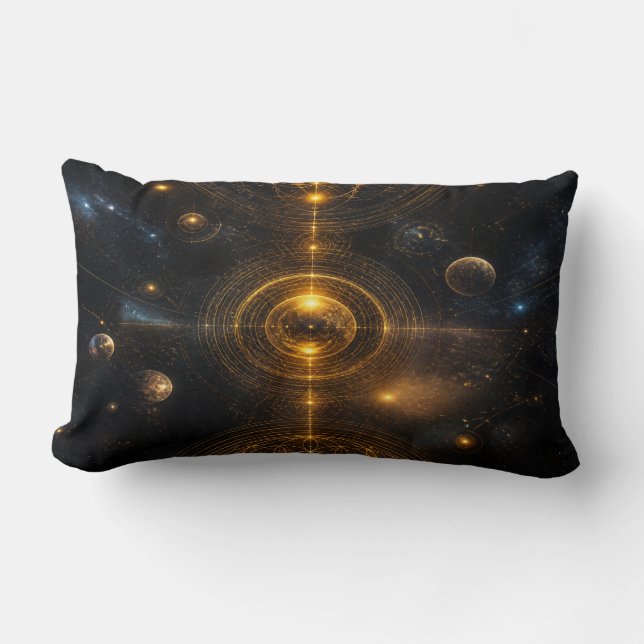 Golden Sacred Geometry Space Lumbar Cushion (Front)