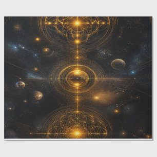 Golden Sacred Geometry Space Wrapping Paper