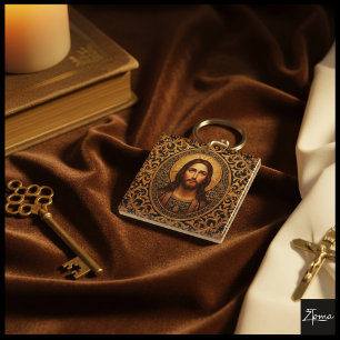 Golden Sacred Icon - Jesus Key Ring