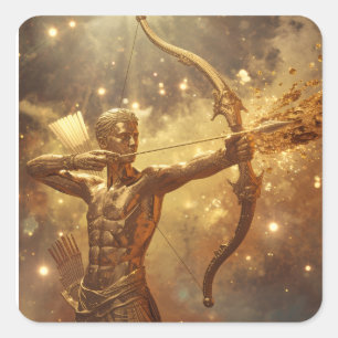 Golden Sagittarius Archer Zodiac Art - Modern Astr Square Sticker