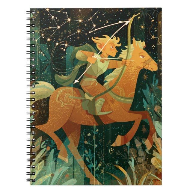 Golden Sagittarius Zodiac Notebook (Front)