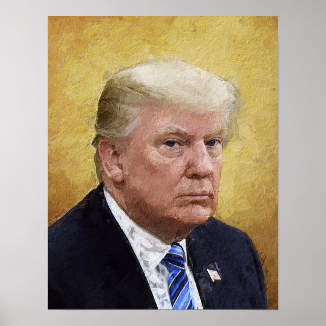 Golden Saint Trump Oil Painting Portrait Poster (Front)