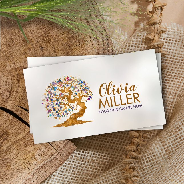 Golden Sakura Tree - Colourful Blossom Business Card (Creator Uploaded)