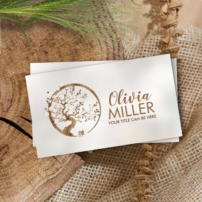 Golden Sakura Tree - Pearl Blossom Business Card (Creator Uploaded)