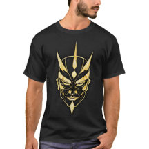 Golden Samurai Mask Black T-Shirt