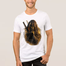 Golden Samurai Skull Assassin Graphic T-Shirt