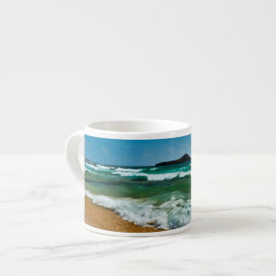 Golden sand beach Chia, Sardinia Italy rough sea Espresso Cup