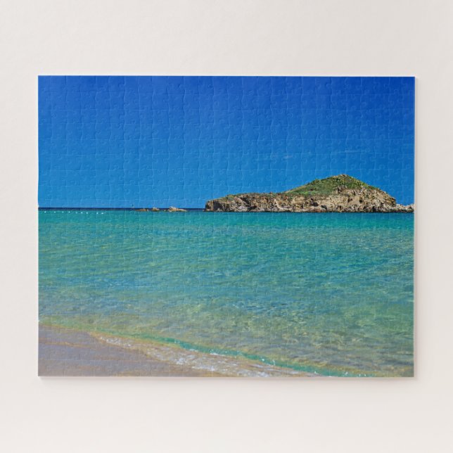 Golden sand beach with turquoise water & islet jigsaw puzzle (Horizontal)