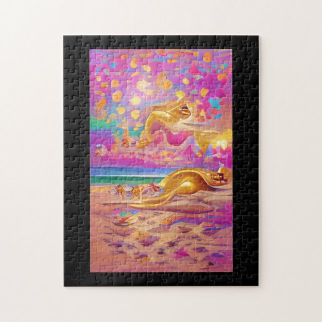 Golden sands pin horizon abstract digital art  jigsaw puzzle (Vertical)