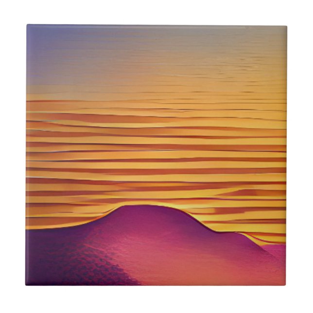 Golden sands, rose coloured sands abstract art ceramic tile (Front)
