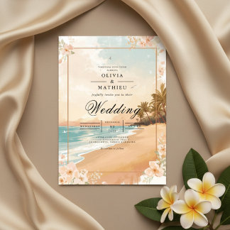 Golden Sands Tropical Beach Wedding Invitation