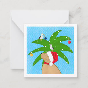 Golden Santa and Helpers Tree Trimming Flat Card