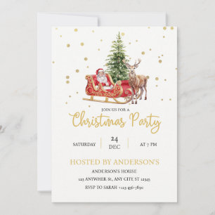 golden Santa Christmas Party Invitation