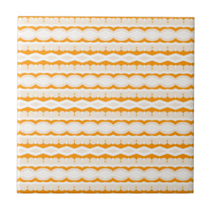Golden Savanna African Orange & Ivory Geometric Ceramic Tile