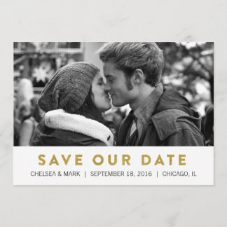 Golden Save The Date | Modern Photo Card