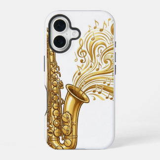 Golden Saxophone with Swirling Musical Notes Phone iPhone 16 Case