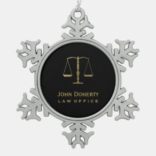 Golden Scales of Justice   Customisable Snowflake Pewter Christmas Ornament
