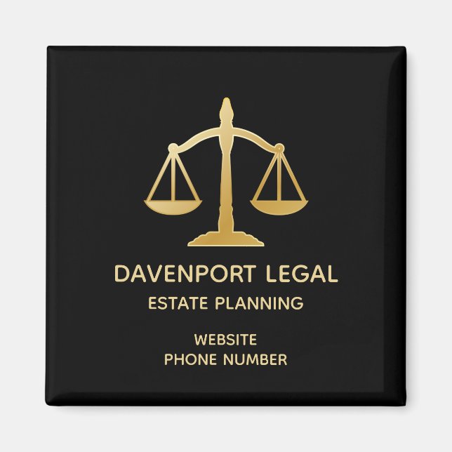 Golden Scales of Justice Law Theme Design Business Magnet (Front)