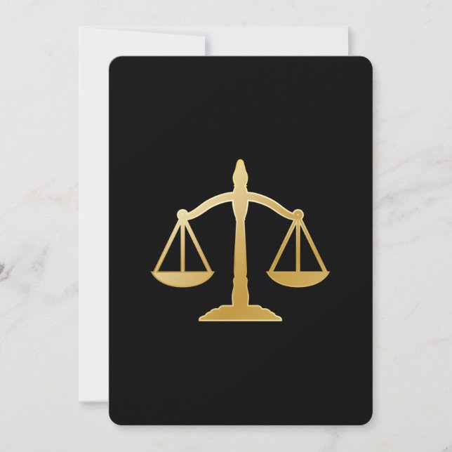 Golden Scales of Justice Law Theme Design Invitation (Front)