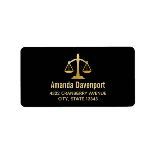 Golden Scales of Justice Law Theme Design Label