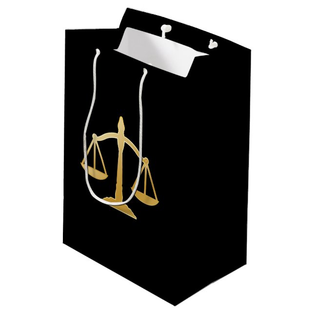 Golden Scales of Justice Law Theme Design Medium Gift Bag (Back Angled)