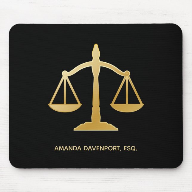 Golden Scales of Justice Law Theme Design Mouse Pad (Front)
