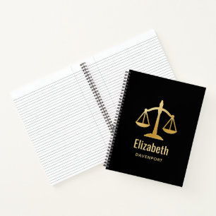 Golden Scales of Justice Law Theme Design Notebook
