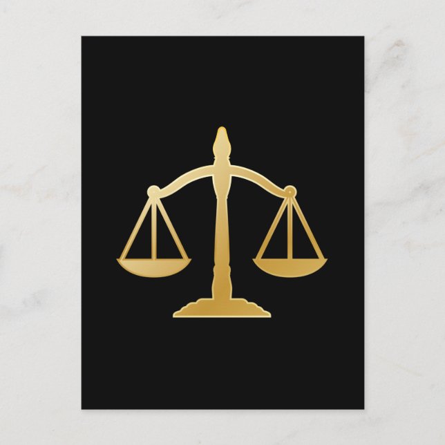 Golden Scales of Justice Law Theme Design Postcard (Front)