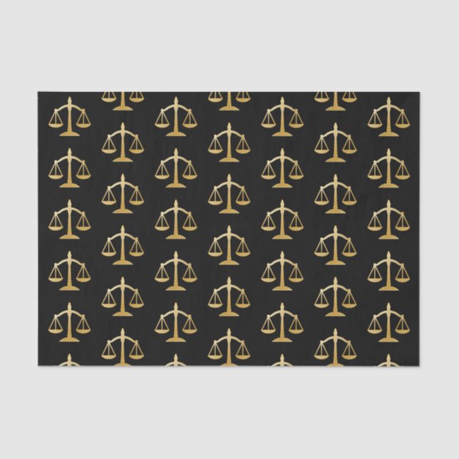 Golden Scales of Justice Law Theme Design Tissue Paper (Front)
