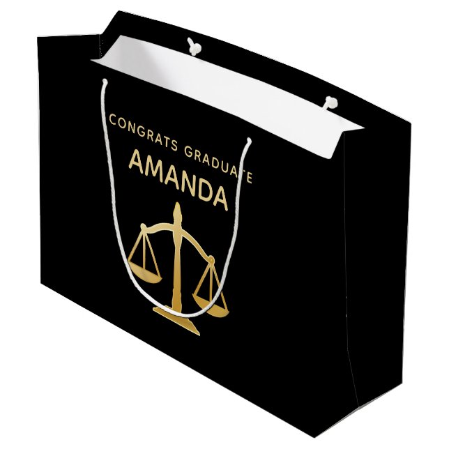Golden Scales of Justice Law Theme Graduation Large Gift Bag (Back Angled)