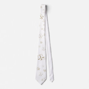 Golden Scales of Justice on white background Tie