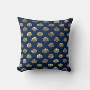 Golden Scallops on Blue Cushion