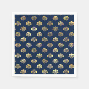 Golden Scallops on Blue Napkin