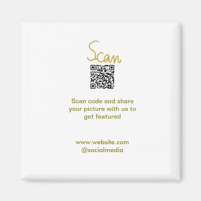 Golden Scan QR code glitter simple elegant calligr Magnet (Front)