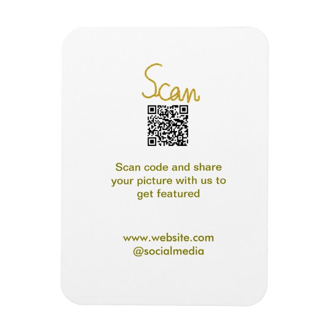 Golden Scan QR code glitter simple elegant calligr Magnet (Vertical)