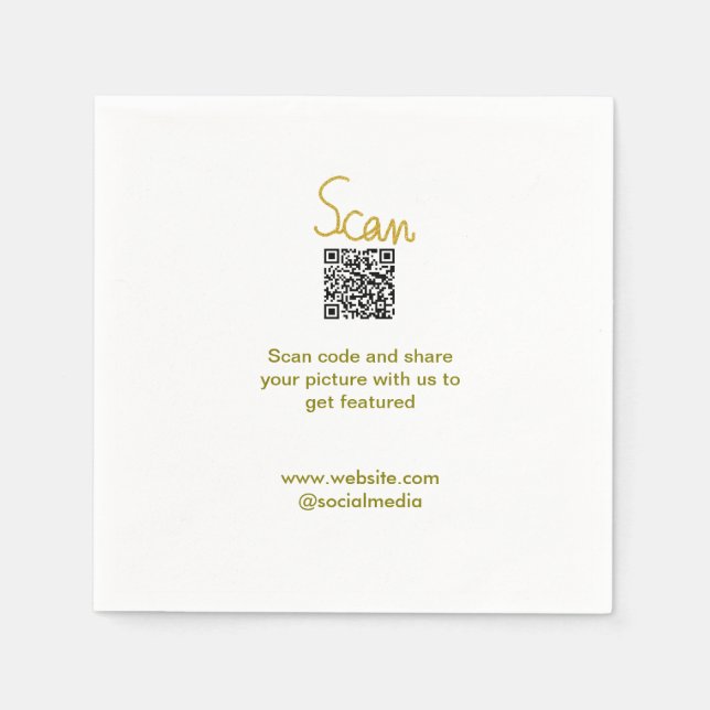 Golden Scan QR code glitter simple elegant calligr Napkin (Front)