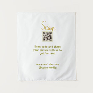 Golden Scan QR code glitter simple elegant calligr Tapestry
