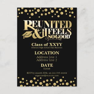 Golden school reunion postcard